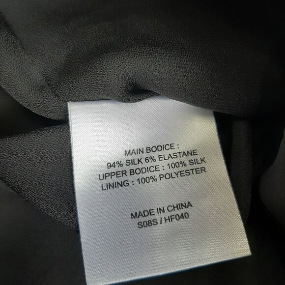 Karen Millen Women's Silk Blend Black Ruffle Neck Long Sleeves Blouse Top US 6 - Picture 9 of 9